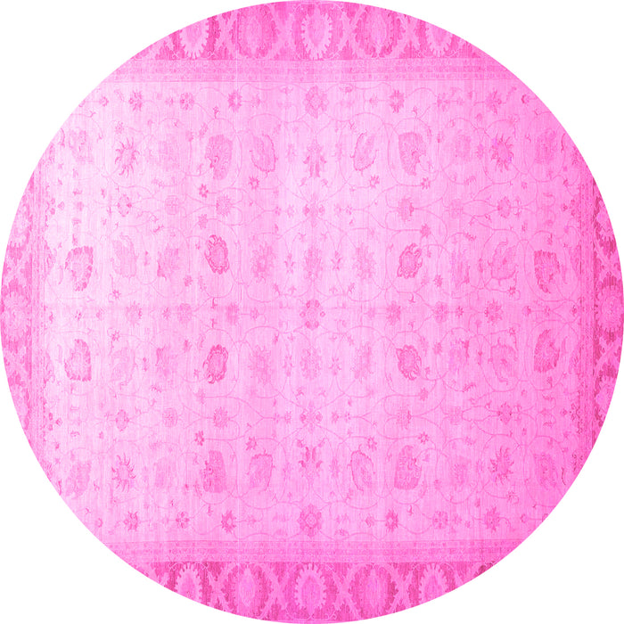 Round Oriental Pink Traditional Rug, abs34pnk