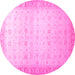 Round Oriental Pink Traditional Rug, abs34pnk