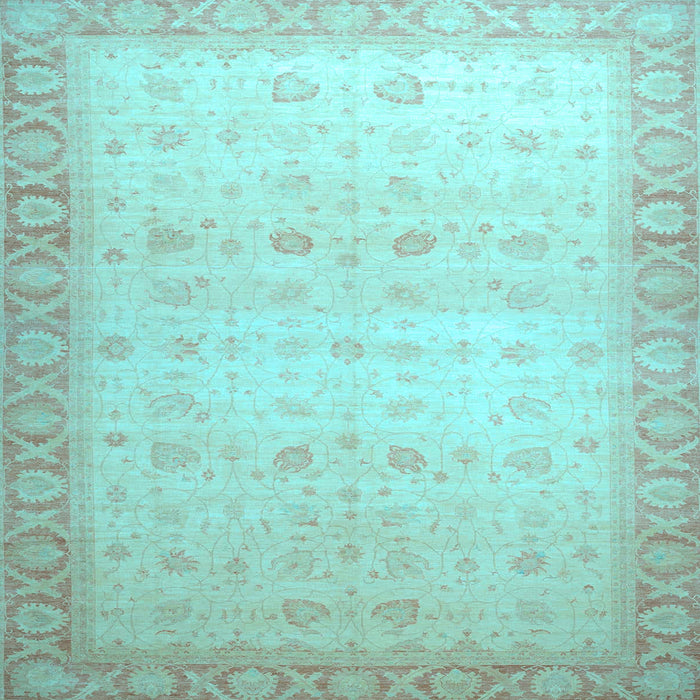 Square Machine Washable Oriental Light Blue Traditional Rug, wshabs34lblu