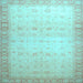 Square Machine Washable Oriental Light Blue Traditional Rug, wshabs34lblu