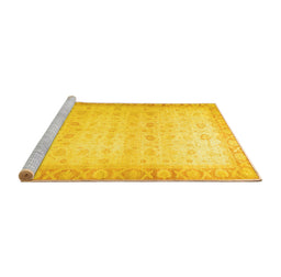 Sideview of Machine Washable Oriental Yellow Traditional Rug, wshabs34yw