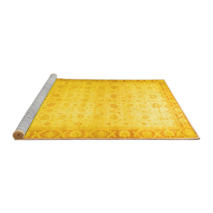Sideview of Machine Washable Oriental Yellow Traditional Rug, wshabs34yw