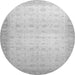 Round Machine Washable Oriental Gray Traditional Rug, wshabs34gry