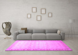 Machine Washable Oriental Purple Traditional Area Rugs in a Living Room, wshabs34pur