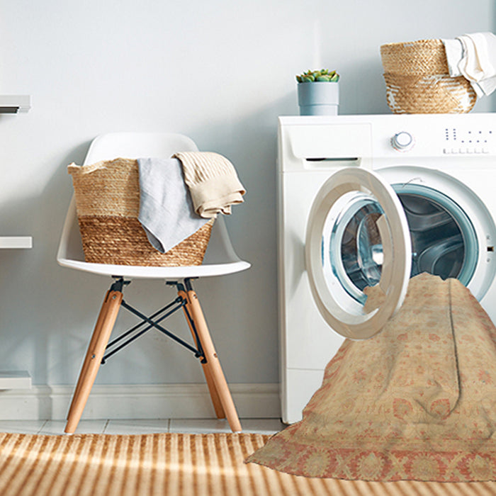 Machine Washable Abstract Orange Rug in a Washing Machine, wshabs34