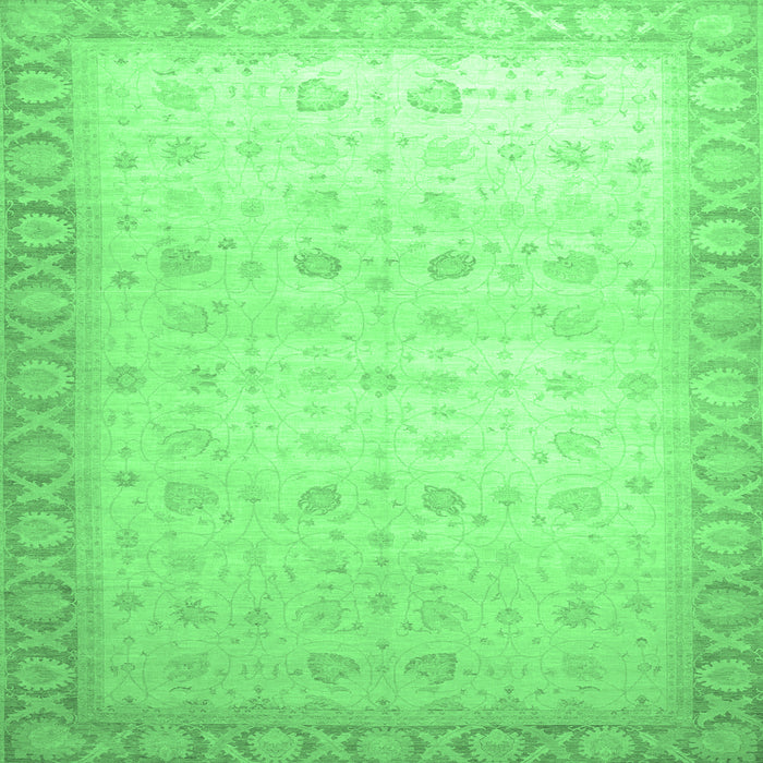 Square Machine Washable Oriental Emerald Green Traditional Area Rugs, wshabs34emgrn
