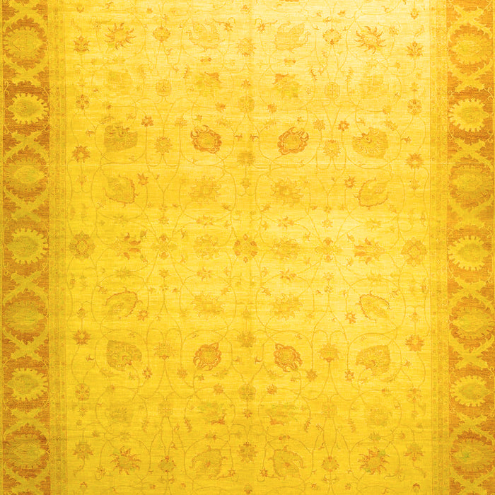 Machine Washable Oriental Yellow Traditional Rug, wshabs34yw