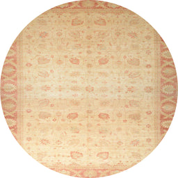 Round Machine Washable Abstract Orange Rug, wshabs34