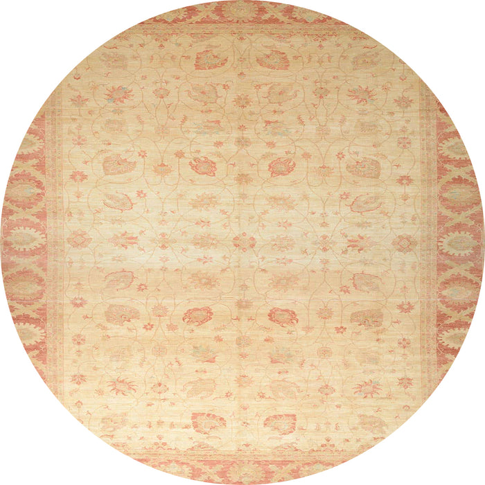 Round Machine Washable Abstract Orange Rug, wshabs34