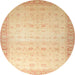 Round Machine Washable Abstract Orange Rug, wshabs34