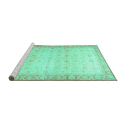 Sideview of Machine Washable Oriental Turquoise Traditional Area Rugs, wshabs34turq