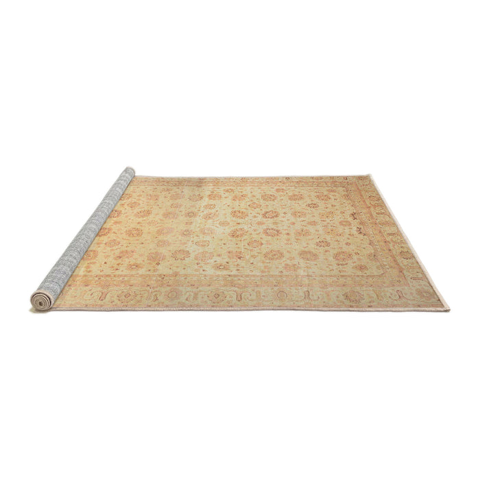 Sideview of Machine Washable Abstract Mustard Yellow Rug, wshabs35