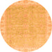 Round Oriental Orange Traditional Rug, abs3500org