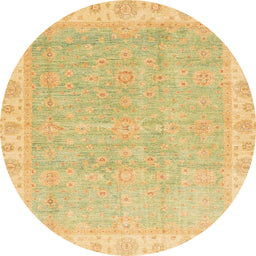 Round Abstract Yellow Oriental Rug, abs3500