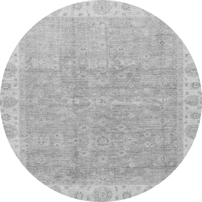 Round Machine Washable Oriental Gray Traditional Rug, wshabs3500gry