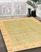 Abstract Yellow Oriental Rug in Family Room, abs3500