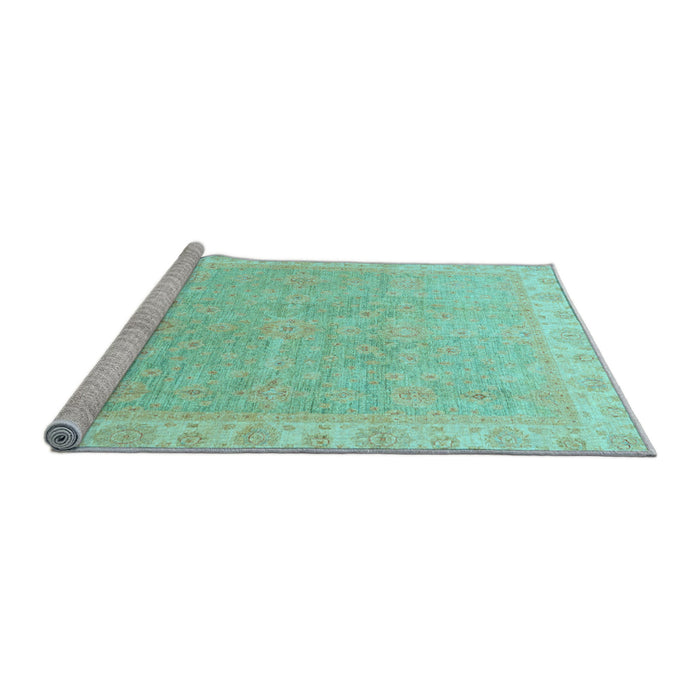Sideview of Machine Washable Oriental Light Blue Traditional Rug, wshabs3500lblu