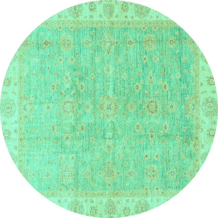 Round Oriental Turquoise Traditional Rug, abs3500turq