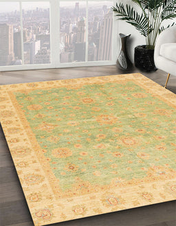 Machine Washable Abstract Yellow Rug in a Family Room, wshabs3500