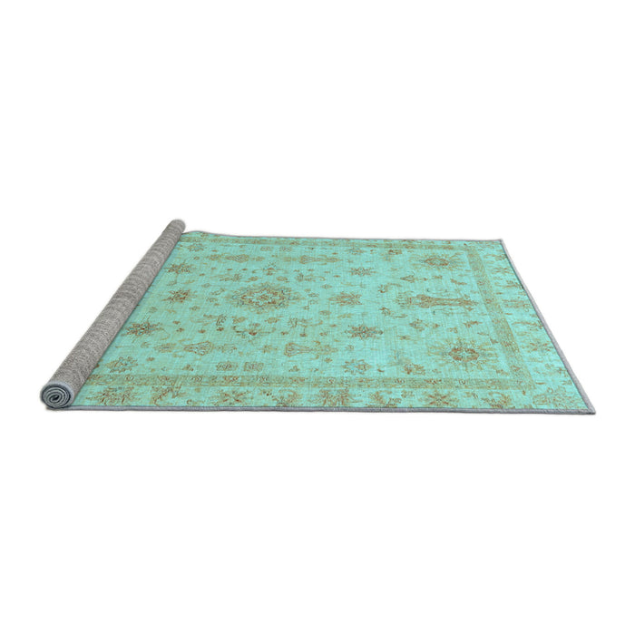 Sideview of Machine Washable Oriental Light Blue Traditional Rug, wshabs3501lblu