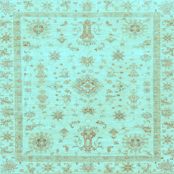 Square Machine Washable Oriental Light Blue Traditional Rug, wshabs3501lblu