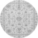 Round Machine Washable Oriental Gray Traditional Rug, wshabs3501gry