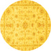 Round Oriental Yellow Traditional Rug, abs3501yw