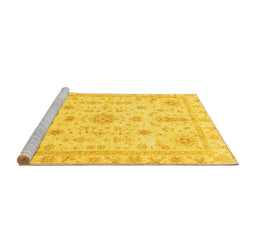 Sideview of Machine Washable Oriental Yellow Traditional Rug, wshabs3501yw