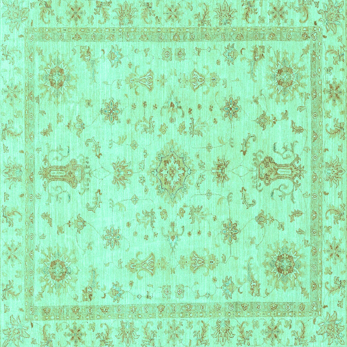 Square Machine Washable Oriental Turquoise Traditional Area Rugs, wshabs3501turq