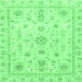 Square Machine Washable Oriental Emerald Green Traditional Area Rugs, wshabs3501emgrn