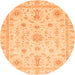 Round Machine Washable Oriental Orange Traditional Area Rugs, wshabs3501org