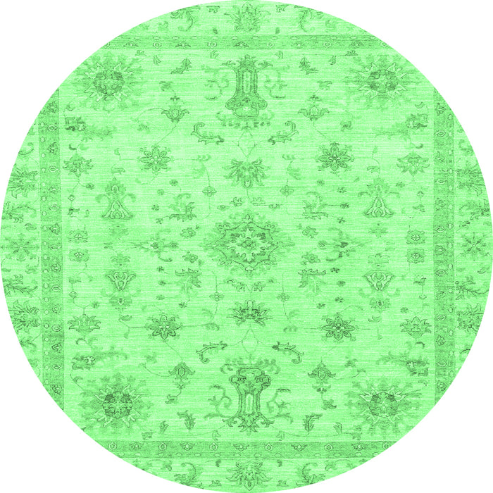 Round Machine Washable Oriental Emerald Green Traditional Area Rugs, wshabs3501emgrn