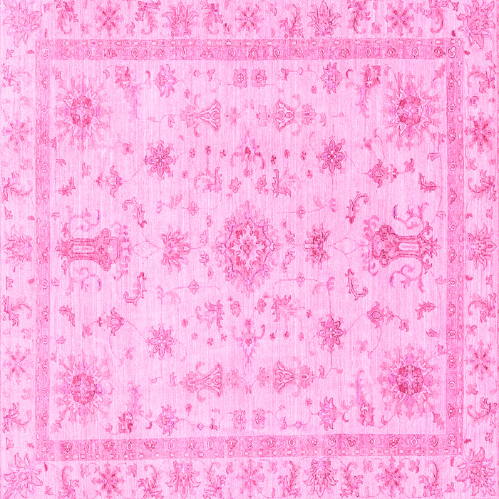 Square Machine Washable Oriental Pink Traditional Rug, wshabs3501pnk