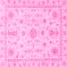 Square Machine Washable Oriental Pink Traditional Rug, wshabs3501pnk