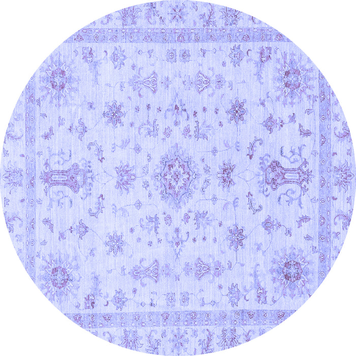 Round Machine Washable Oriental Blue Traditional Rug, wshabs3501blu