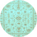 Round Oriental Light Blue Traditional Rug, abs3501lblu