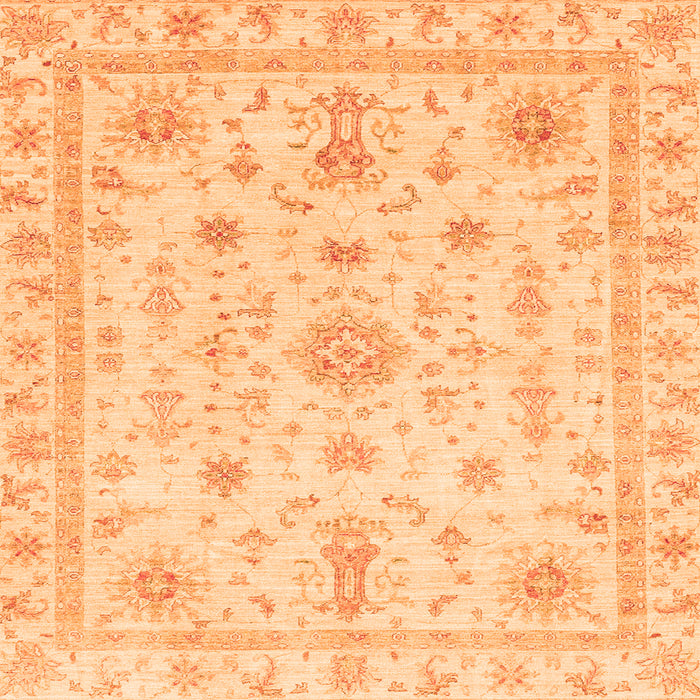 Square Machine Washable Oriental Orange Traditional Area Rugs, wshabs3501org