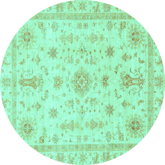 Round Oriental Turquoise Traditional Rug, abs3501turq