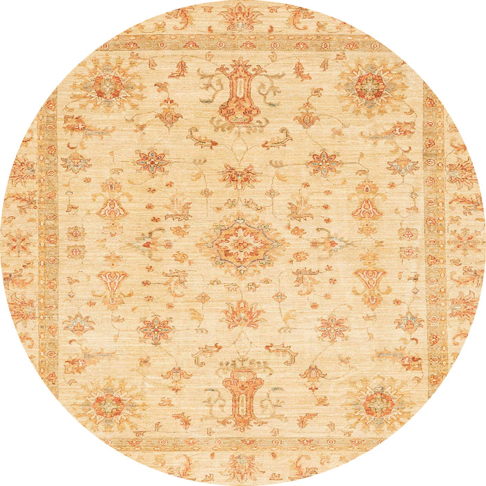 Round Abstract Orange Oriental Rug, abs3501