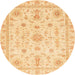 Round Abstract Orange Oriental Rug, abs3501