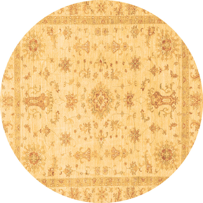 Round Machine Washable Oriental Brown Traditional Rug, wshabs3501brn