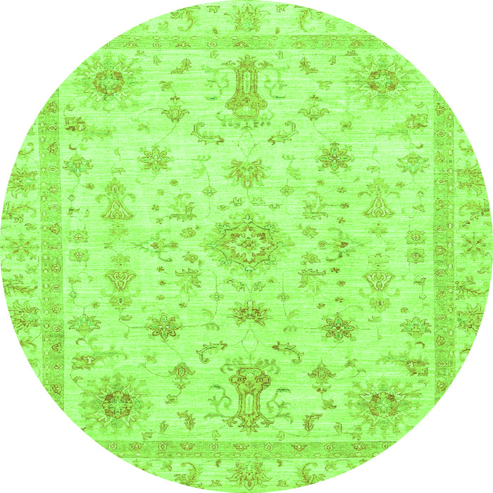 Round Oriental Green Traditional Rug, abs3501grn