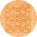 Round Machine Washable Oriental Orange Traditional Area Rugs, wshabs3502org