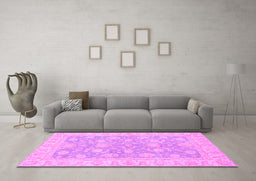 Machine Washable Oriental Purple Traditional Area Rugs in a Living Room, wshabs3502pur