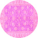 Round Oriental Pink Traditional Rug, abs3502pnk