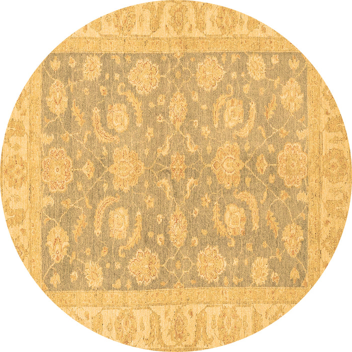 Round Machine Washable Oriental Brown Traditional Rug, wshabs3502brn