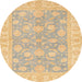 Round Machine Washable Abstract Yellow Rug, wshabs3502