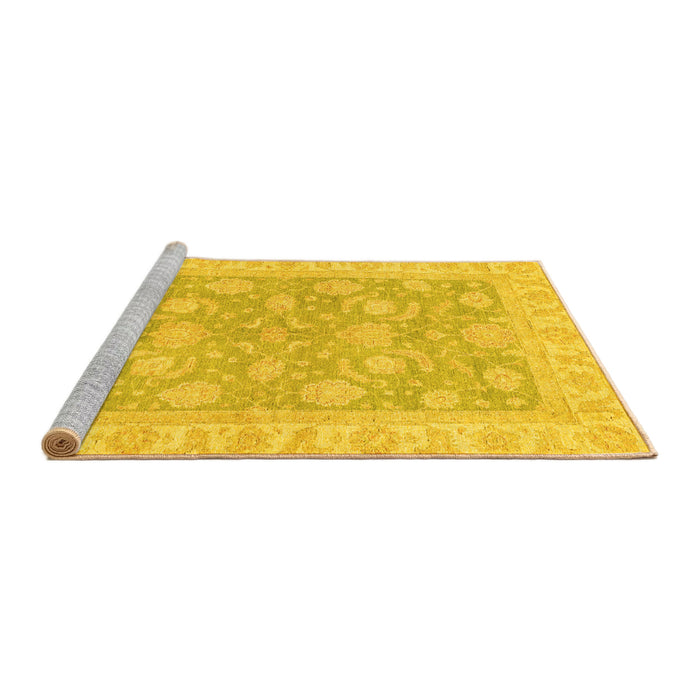 Machine Washable Oriental Yellow Traditional Rug in a Living Room, wshabs3502yw