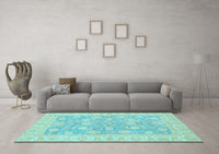 Machine Washable Oriental Light Blue Traditional Rug, wshabs3502lblu