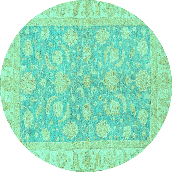 Round Oriental Turquoise Traditional Rug, abs3502turq